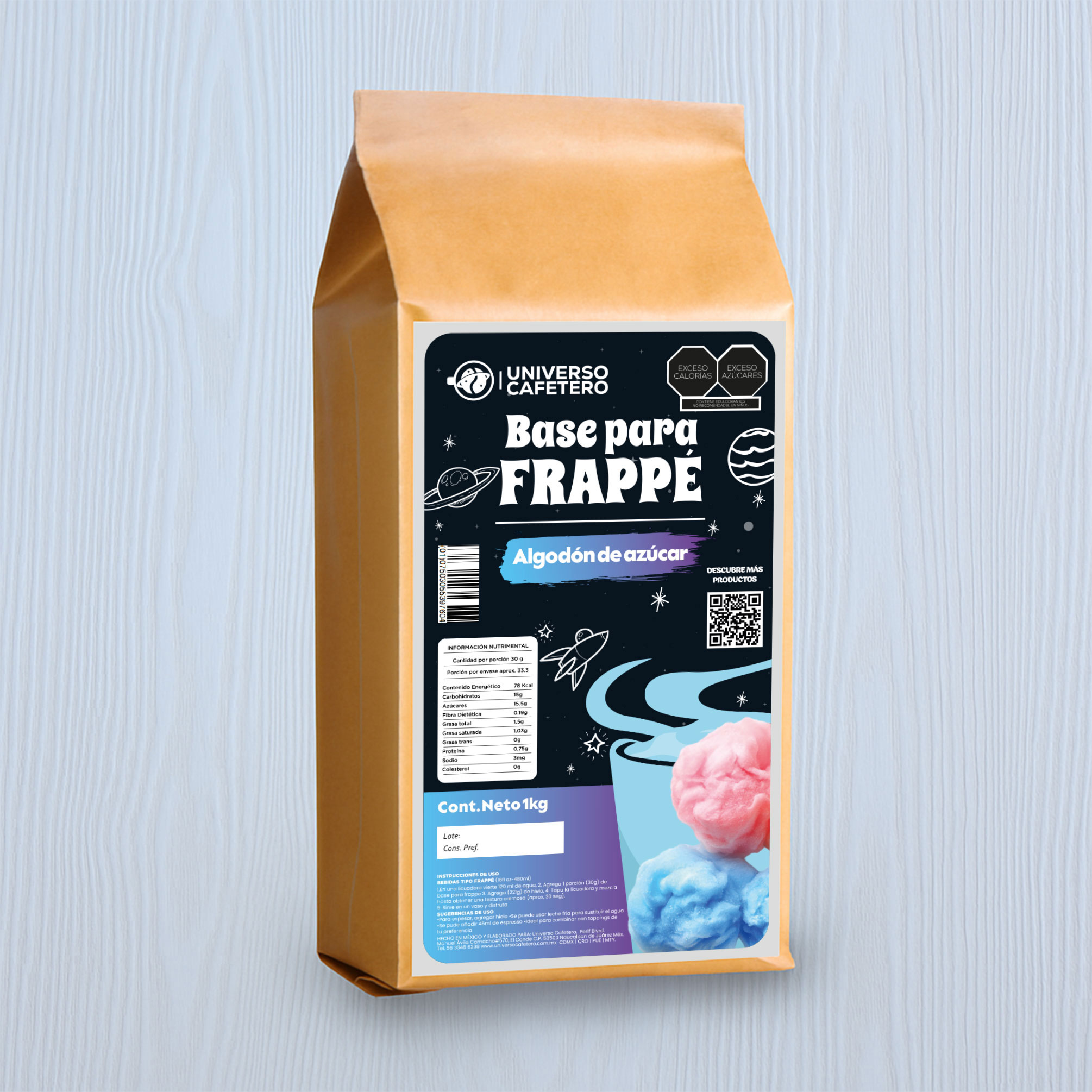 Bolsa de Frappé en polvo de 1kg sabor Algodón de Azúcar