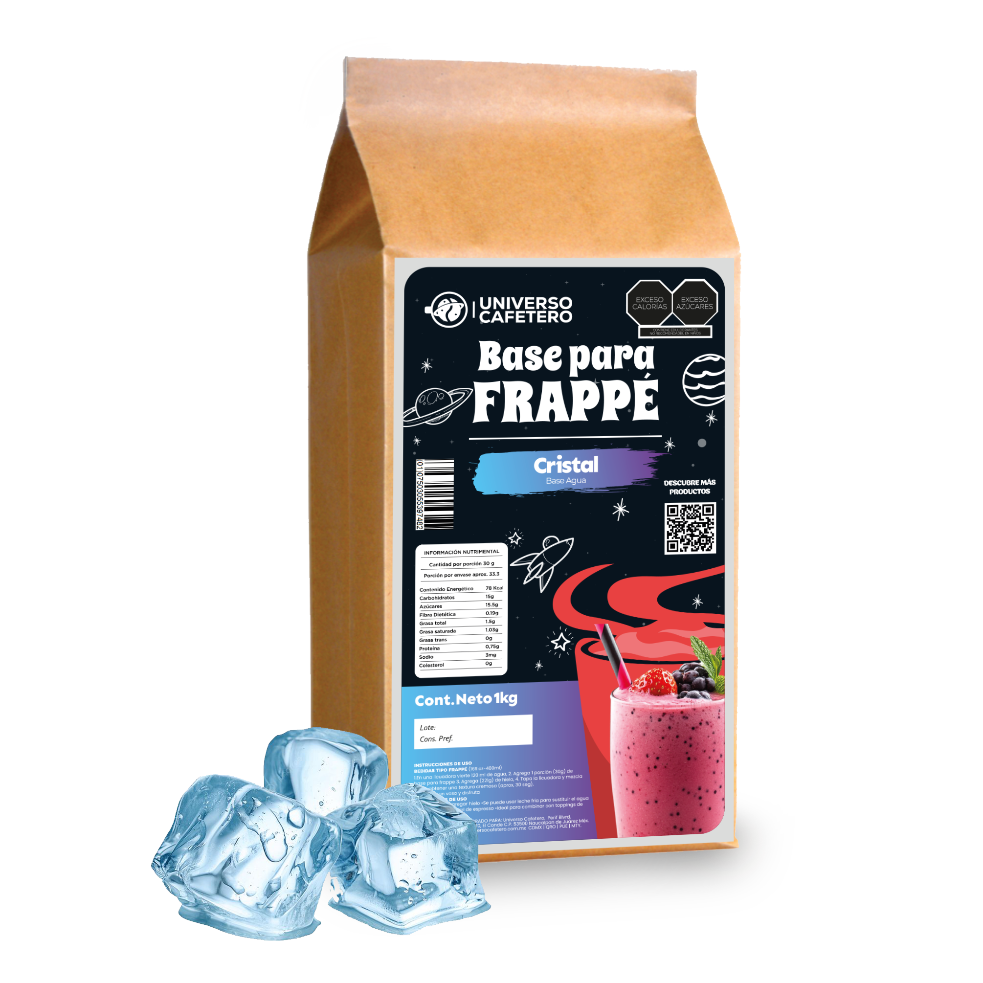 Bolsa de Frappé en polvo de 1kg sabor Base Cristal