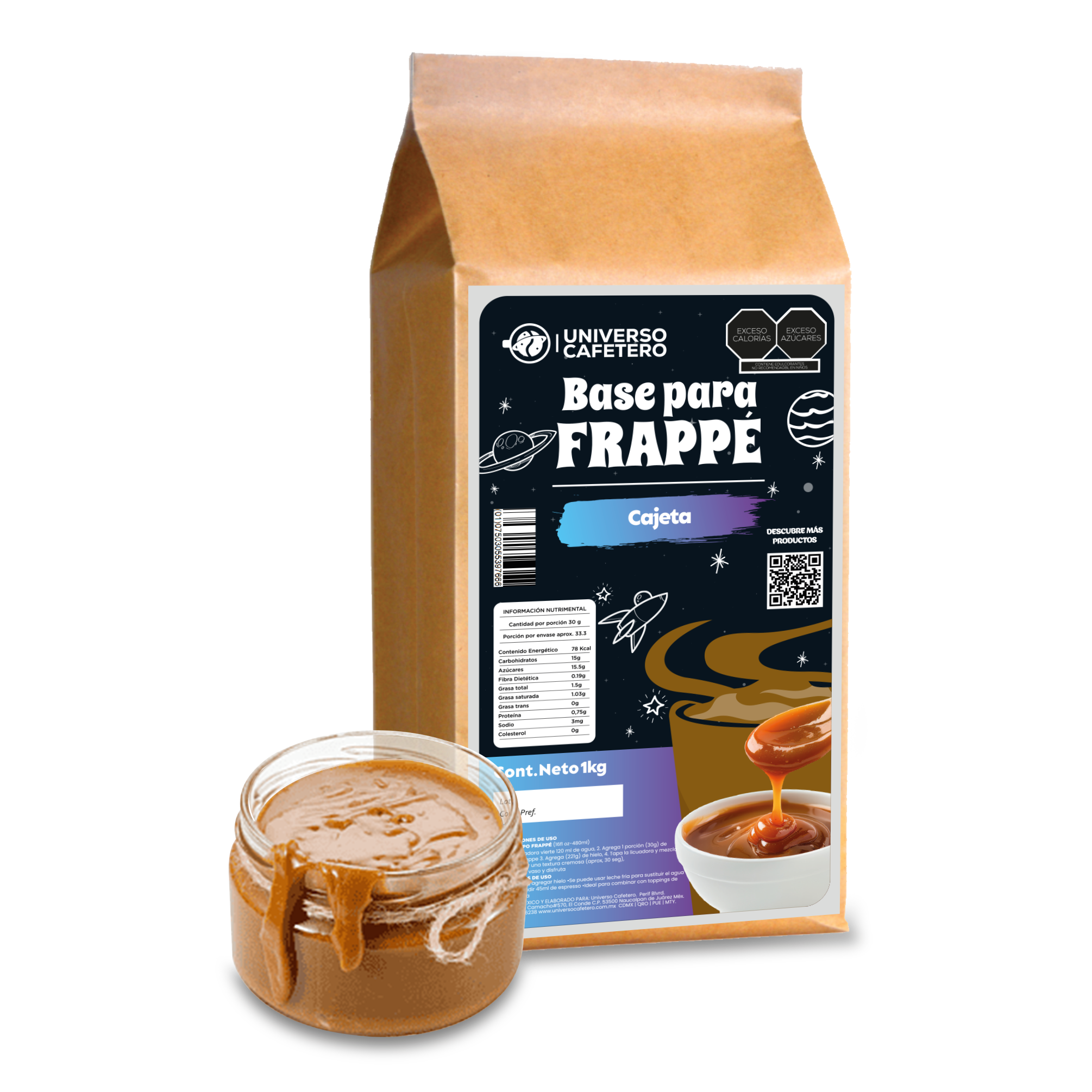 Bolsa de Frappé en polvo de 1kg sabor Cajeta