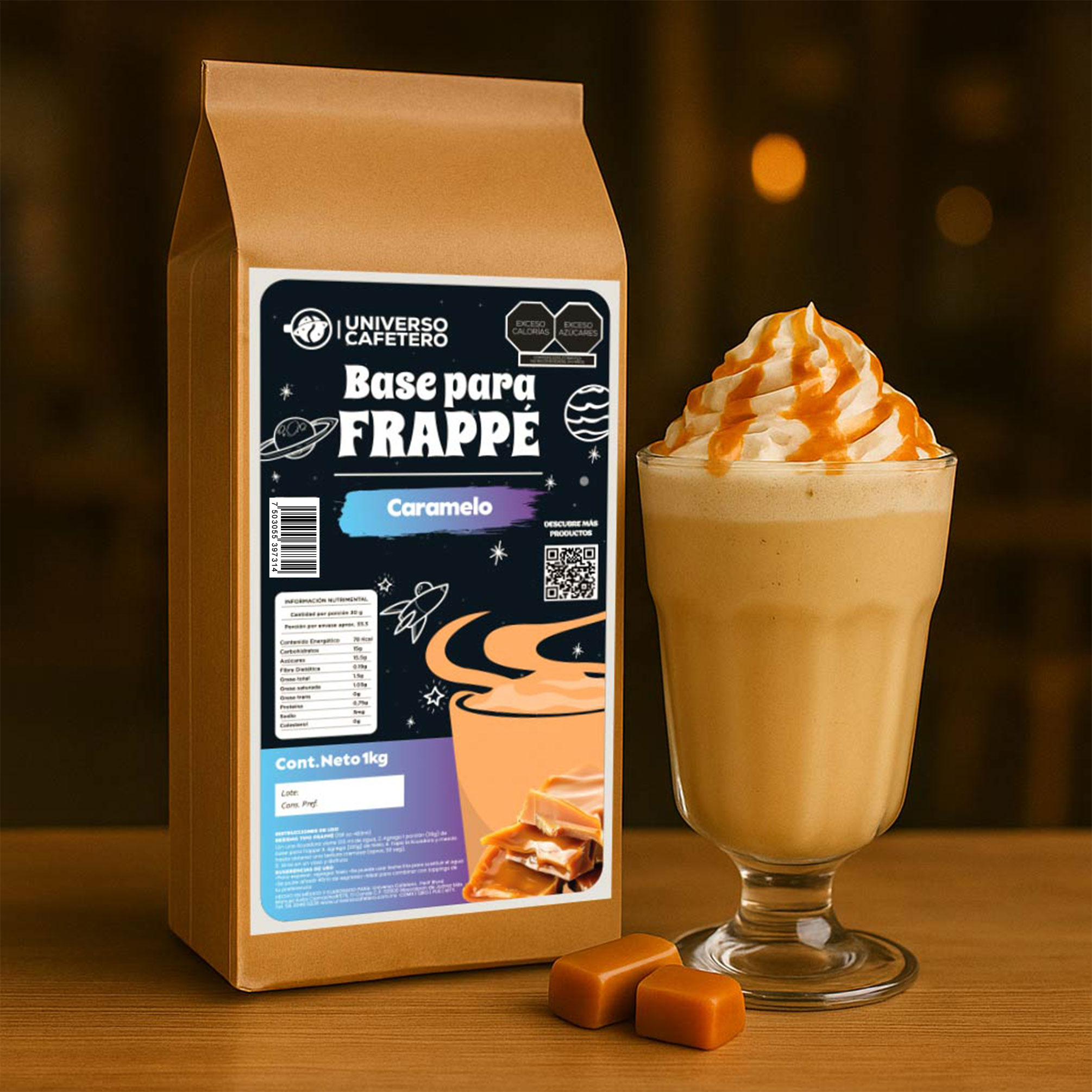 Bolsa de Frappé en polvo de 1kg sabor Caramelo
