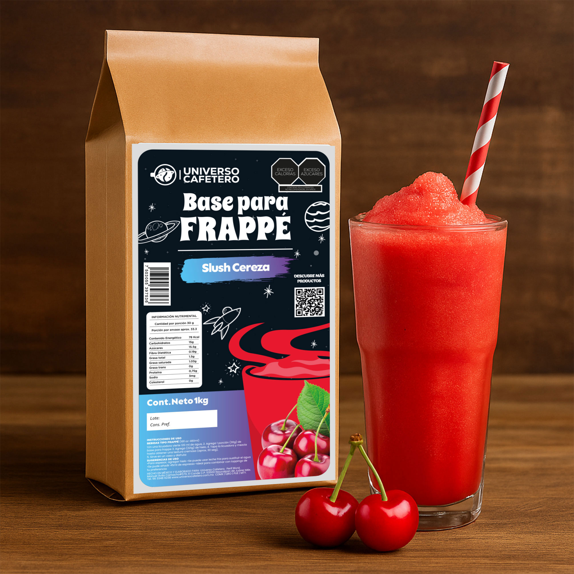 Bolsa de Frappé en polvo de 1kg sabor Cereza