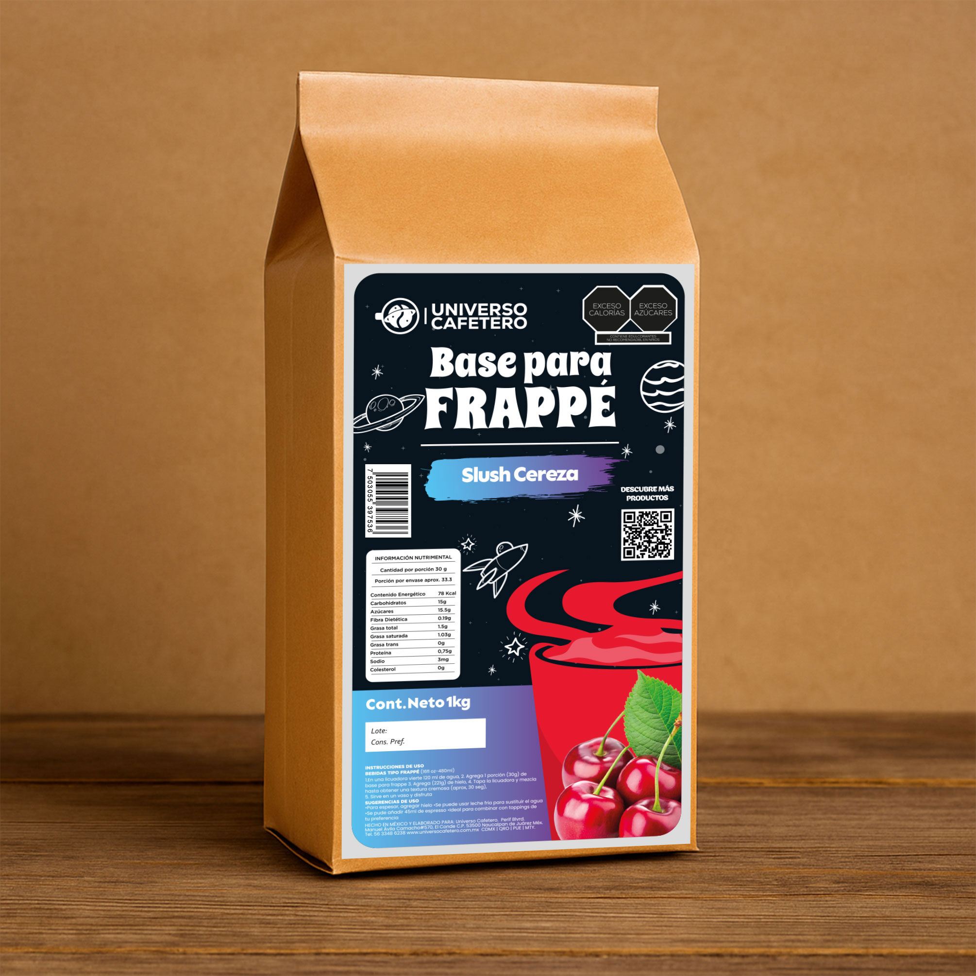 Bolsa de Frappé en polvo de 1kg sabor Cereza