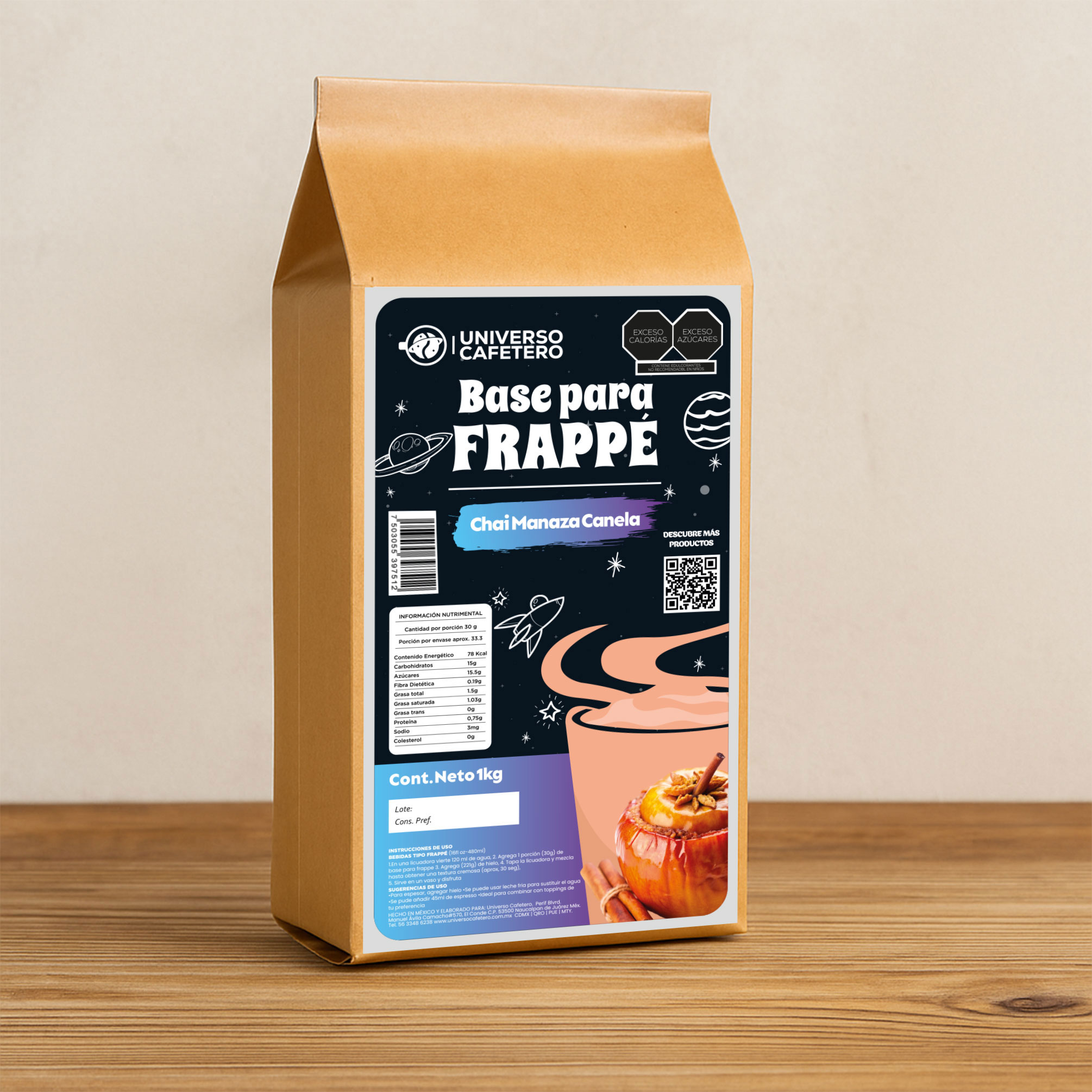 Bolsa de Frappé en polvo de 1kg sabor Chai Manzana Canela