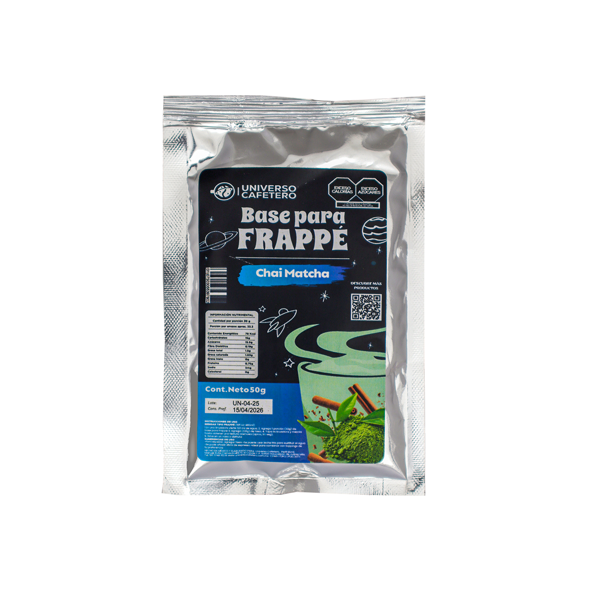 Sobre para frappé de 50g sabor Chai Matcha
