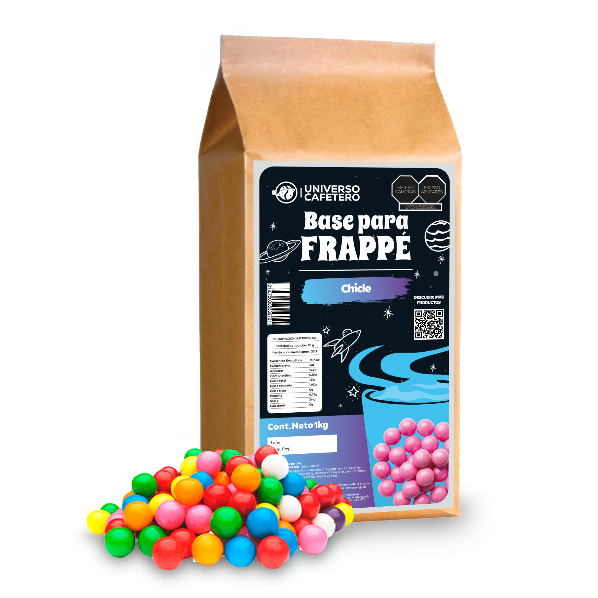 Bolsa de Frappé en polvo de 1kg sabor Chicle