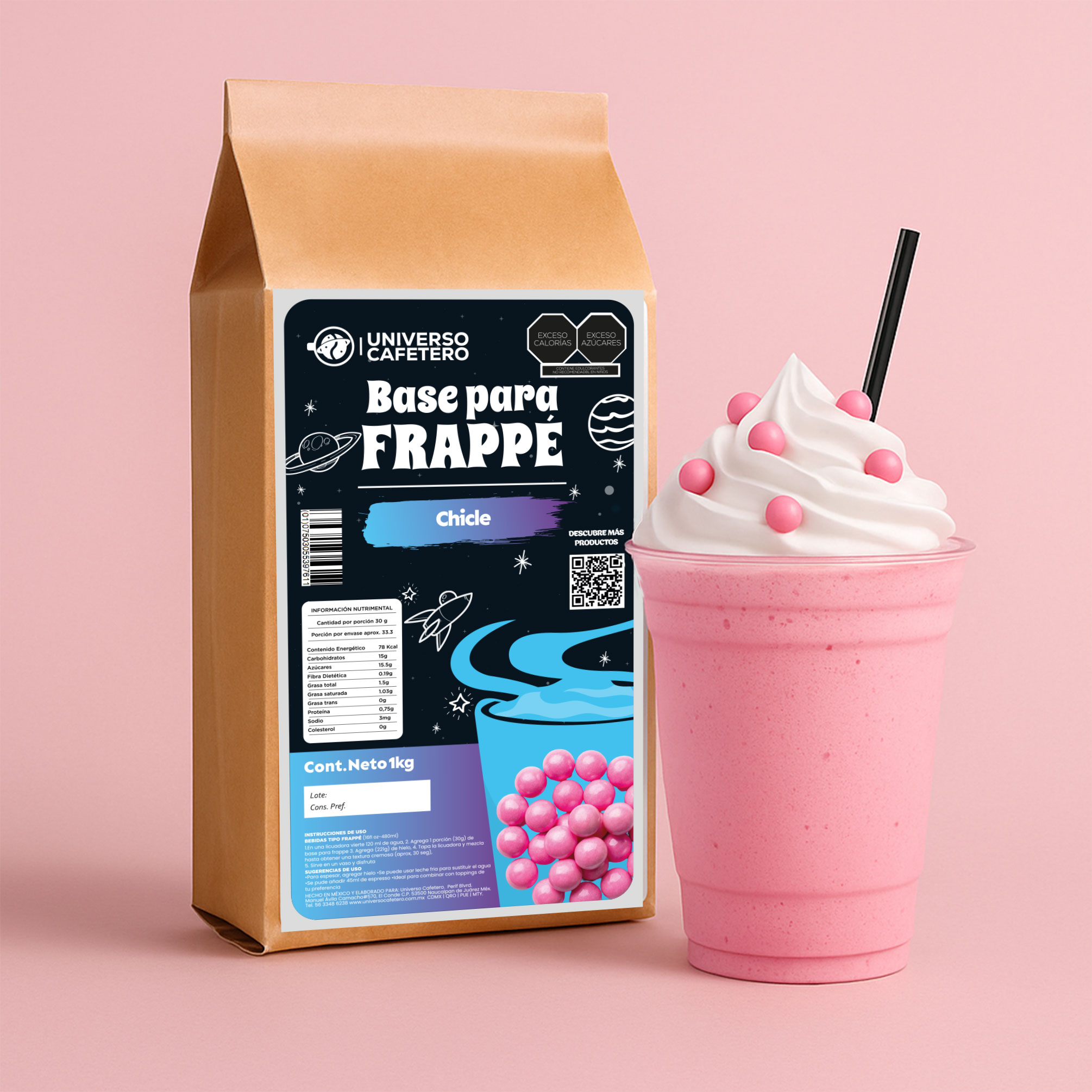 Bolsa de Frappé en polvo de 1kg sabor Chicle