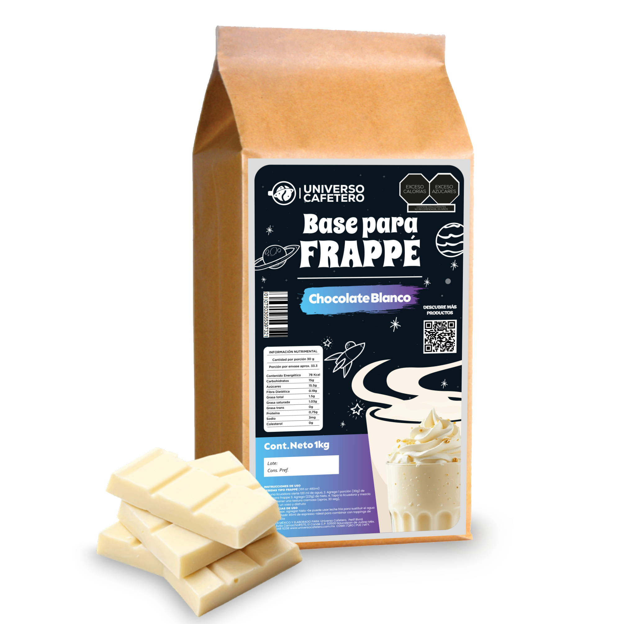 Bolsa de Frappé en polvo de 1kg sabor Chocolate Blanco