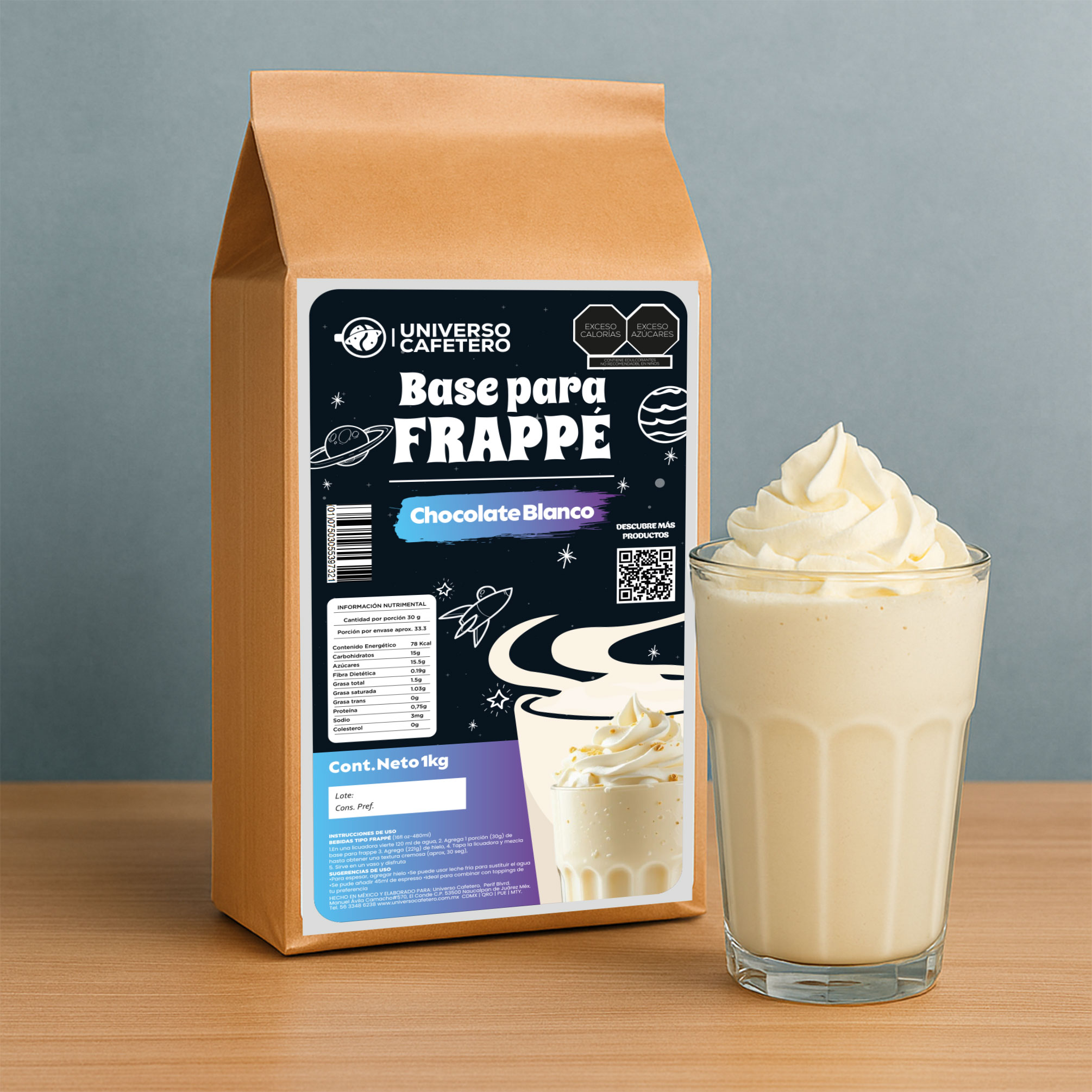 Bolsa de Frappé en polvo de 1kg sabor Chocolate Blanco