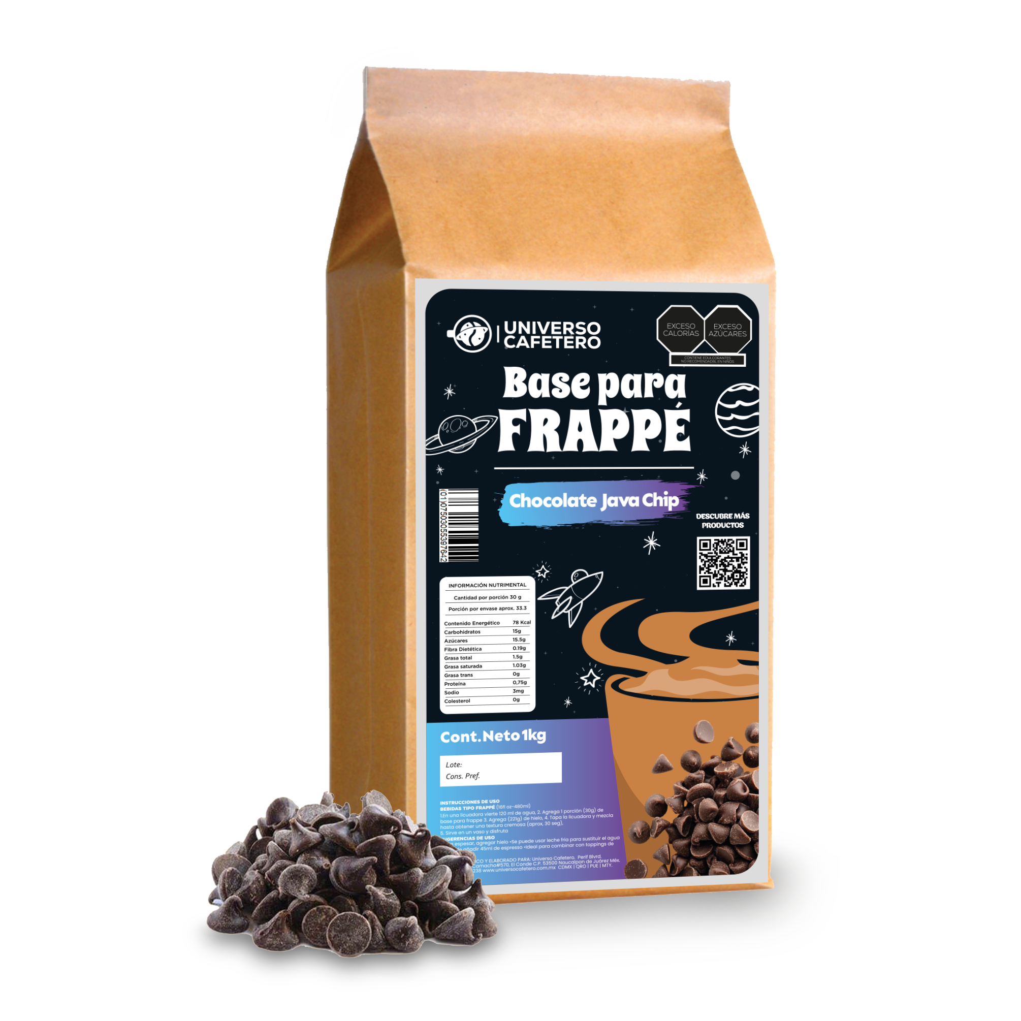 Bolsa de Frappé en polvo de 1kg sabor Chocolate Java Chip