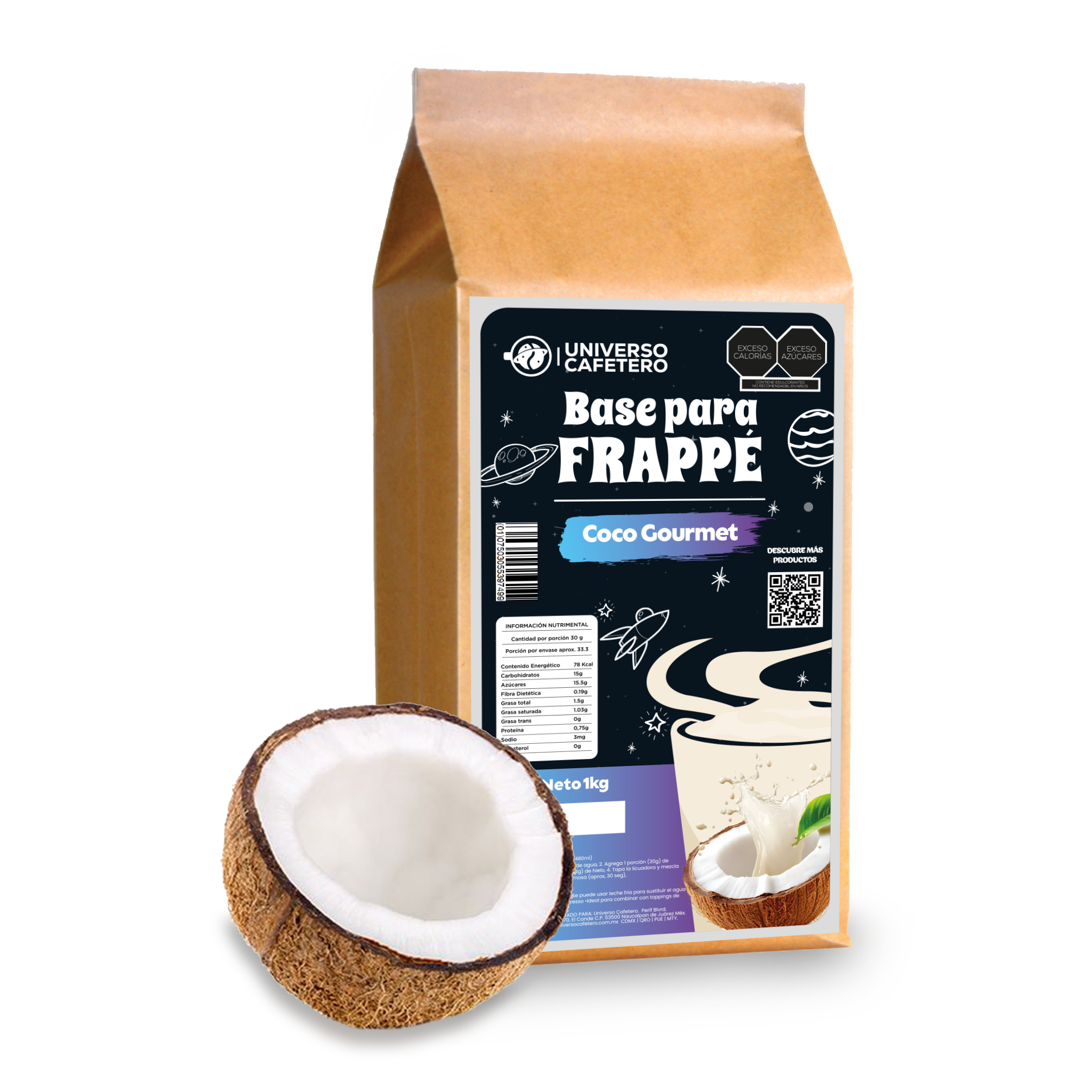 Bolsa de Frappé en polvo de 1kg sabor Coco Gourmet