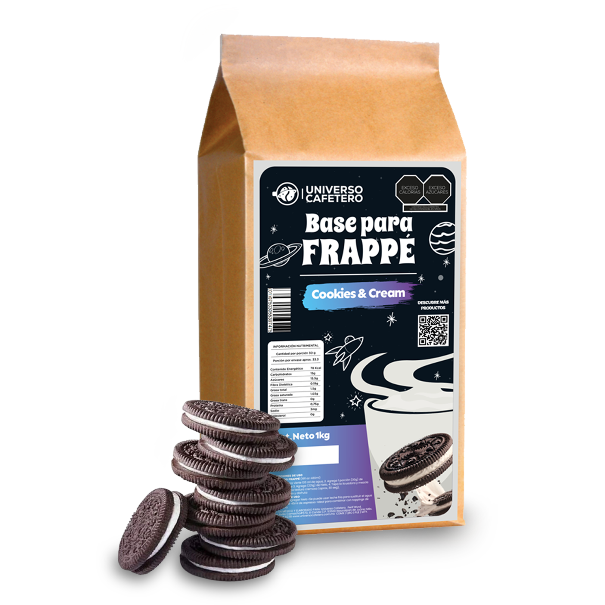 Bolsa de Frappé en polvo de 1kg sabor Cookies and Cream