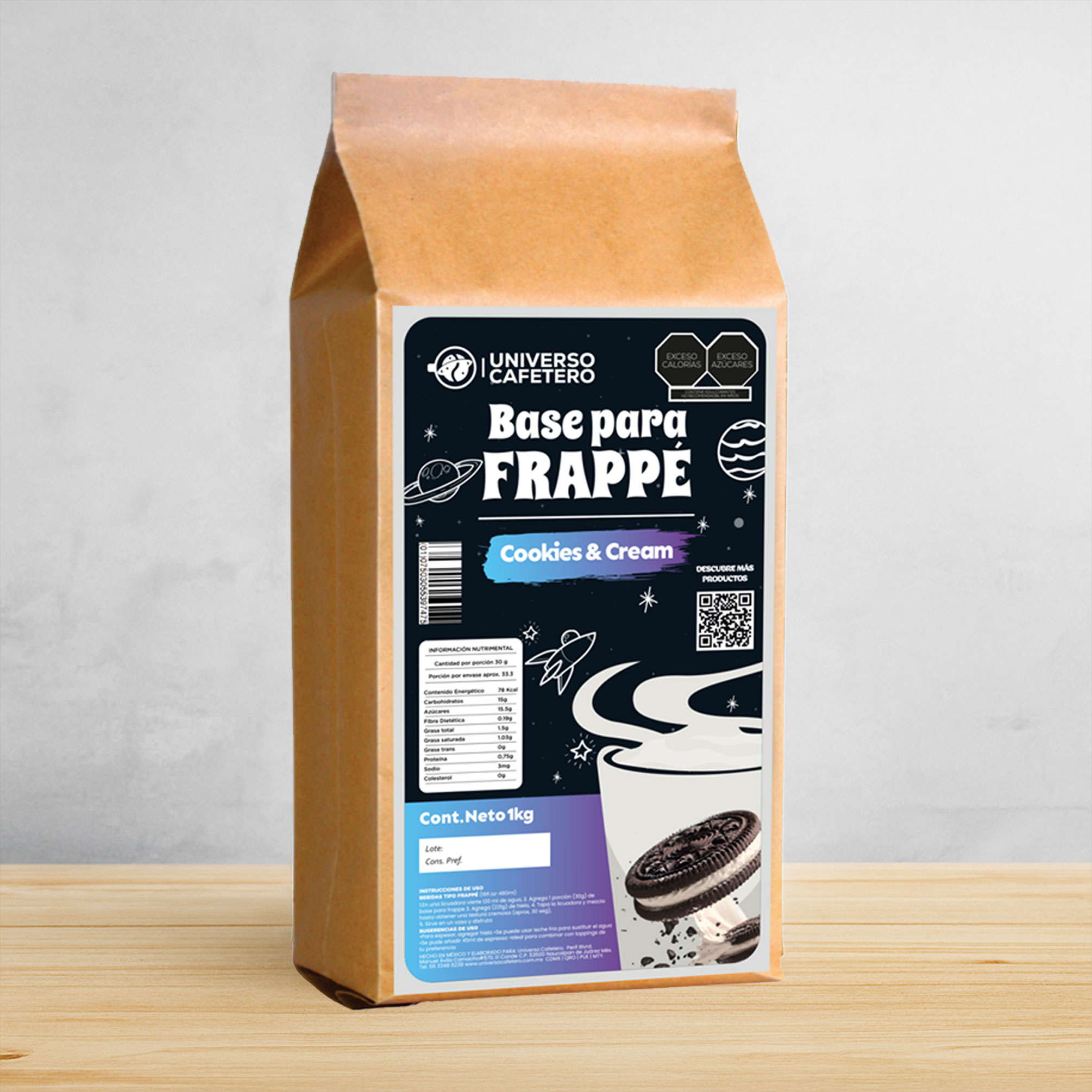 Bolsa de Frappé en polvo de 1kg sabor Cookies and Cream