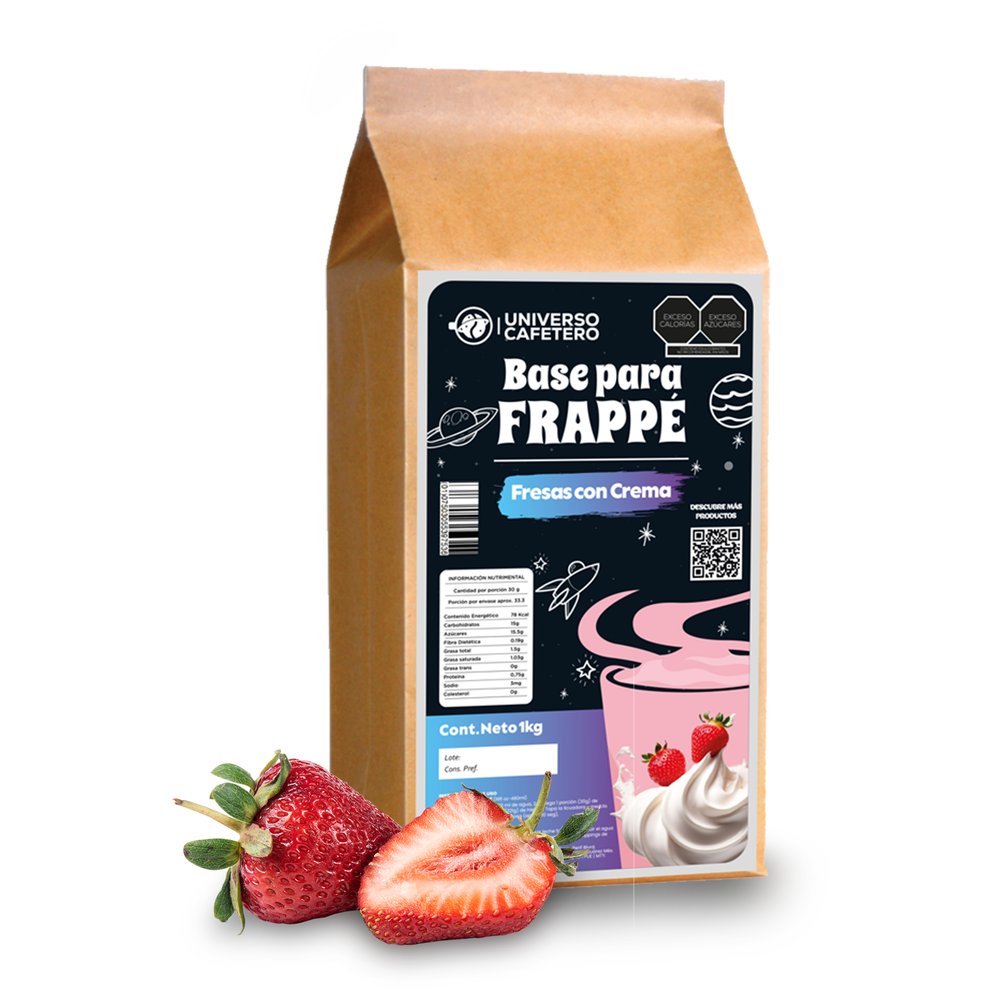 Bolsa de Frappé en polvo de 1kg sabor Fresas con Crema