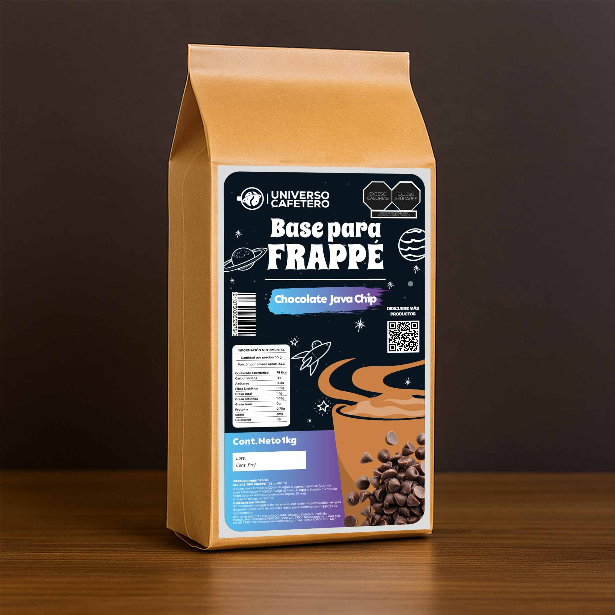 Bolsa de Frappé en polvo de 1kg sabor Chocolate Java Chip