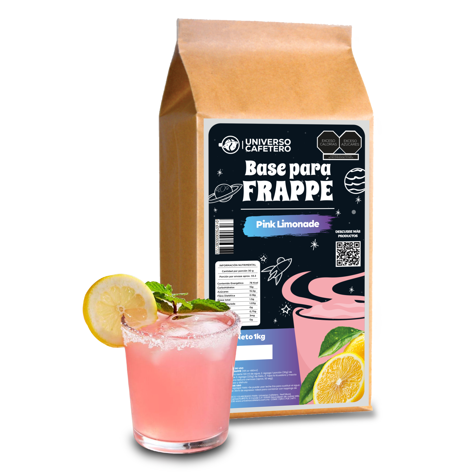 Bolsa de Frappé en polvo de 1kg sabor Pink Lemonade