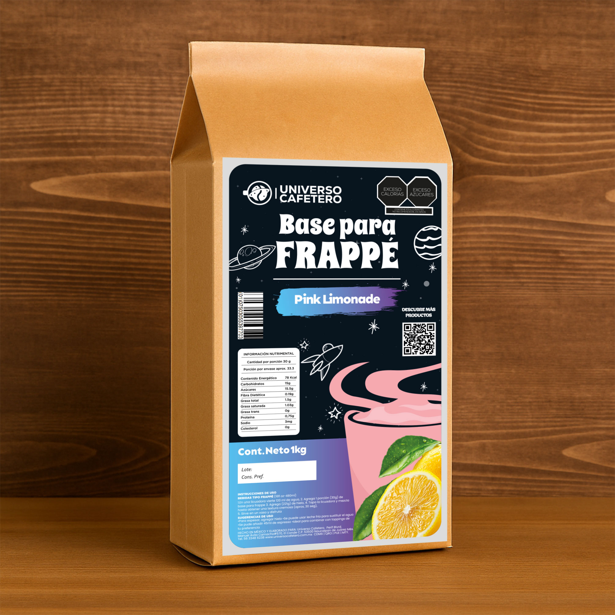 Bolsa de Frappé en polvo de 1kg sabor Pink Lemonade