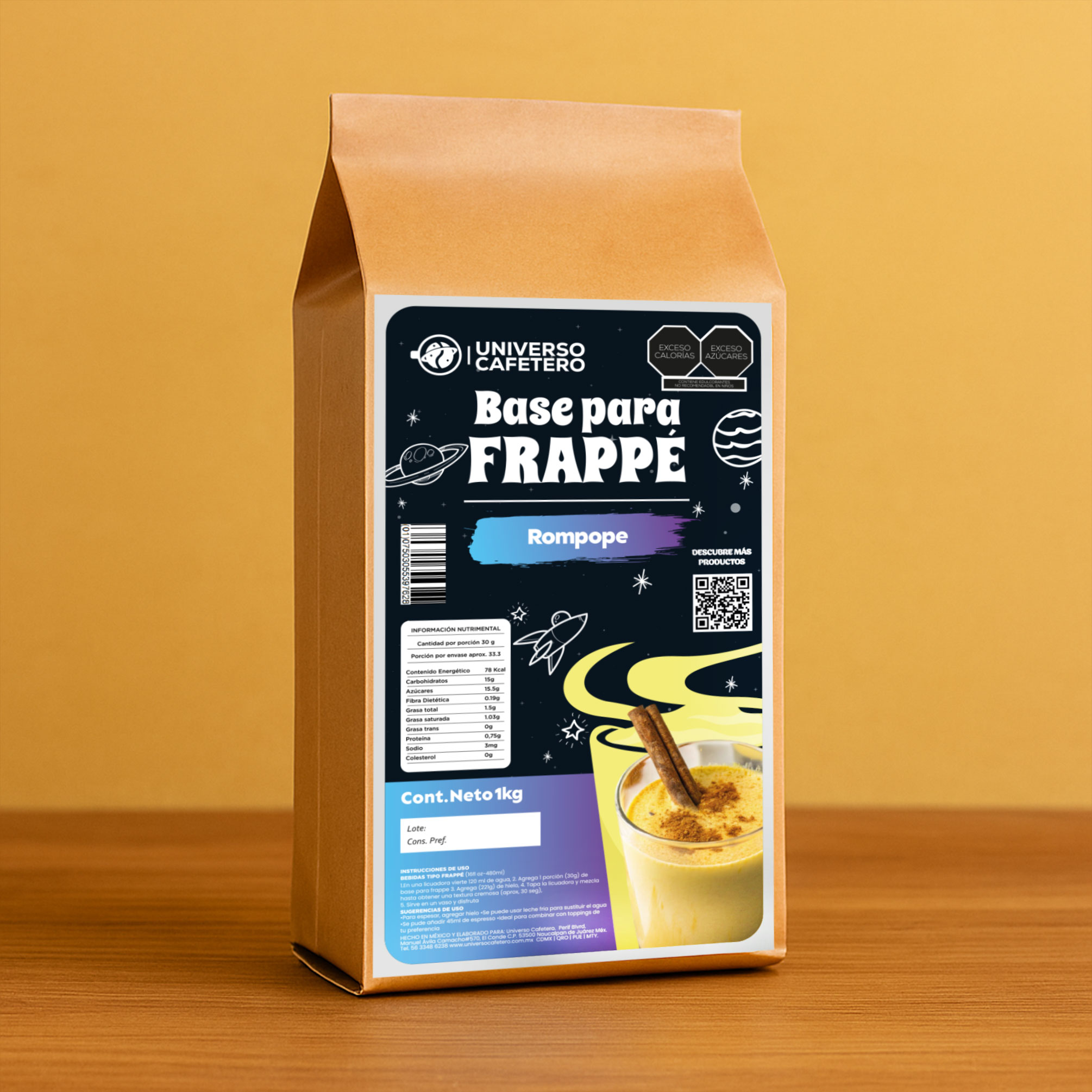 Bolsa de Frappé en polvo de 1kg sabor Rompope