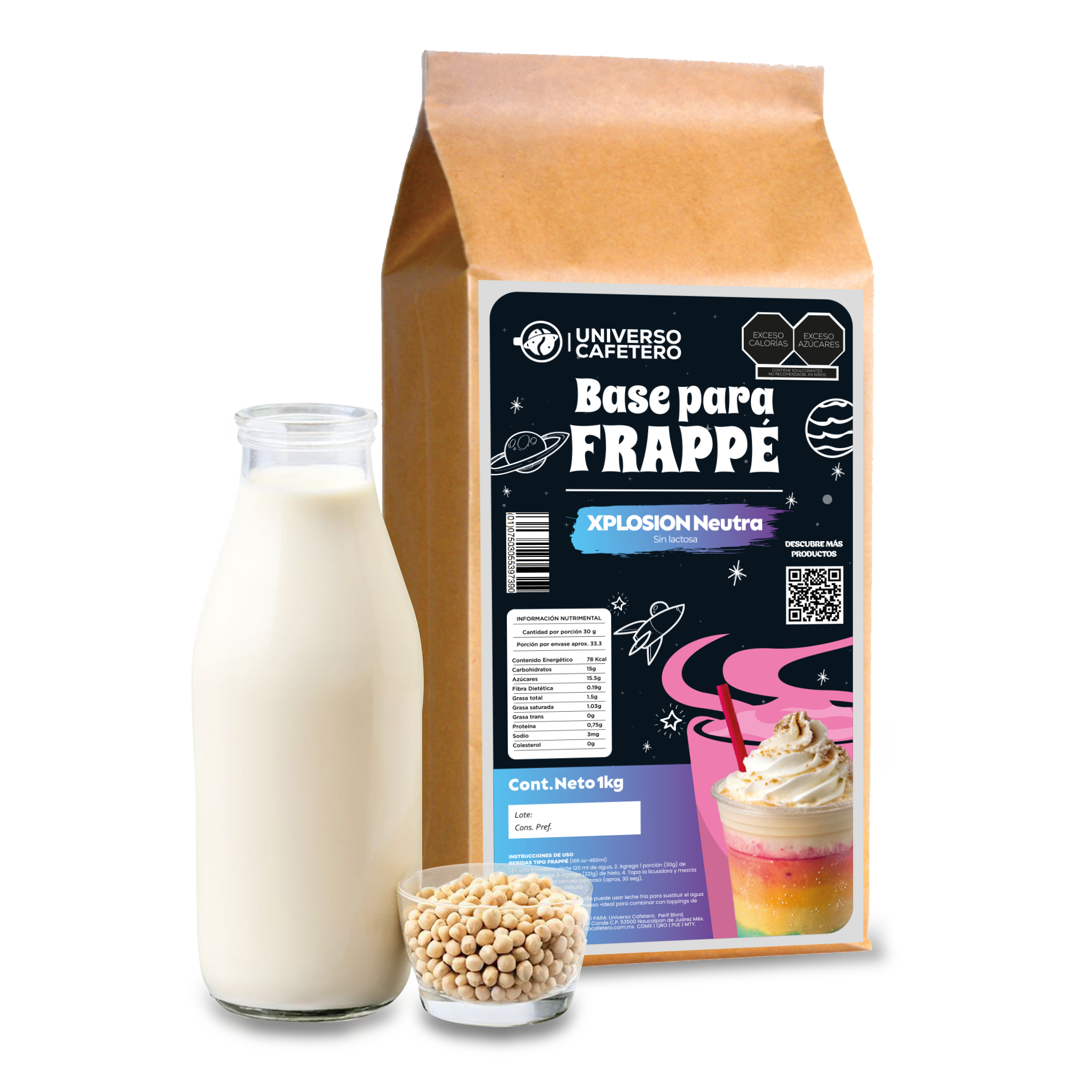 Bolsa de Frappé en polvo de 1kg sabor Xplotion Neutra