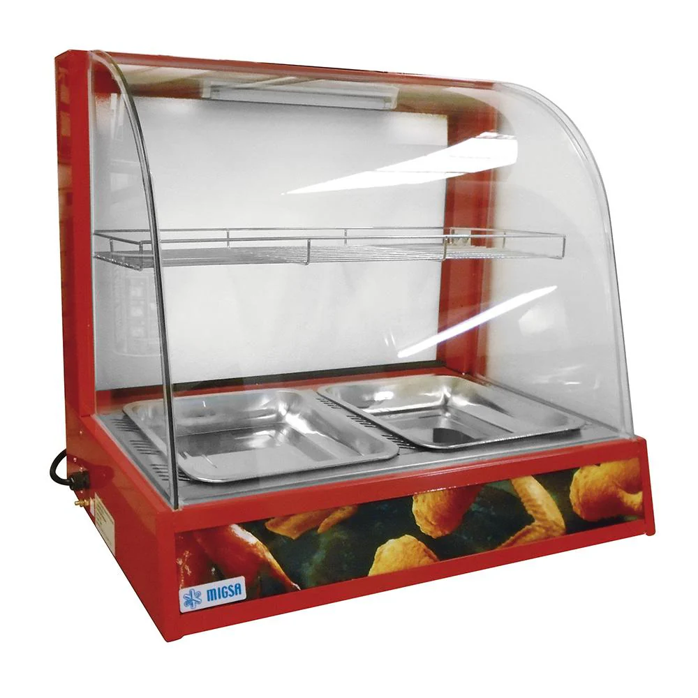 Vitrina caliente sobre mostrador de cristal curvo Migsa Modelo BN-660R